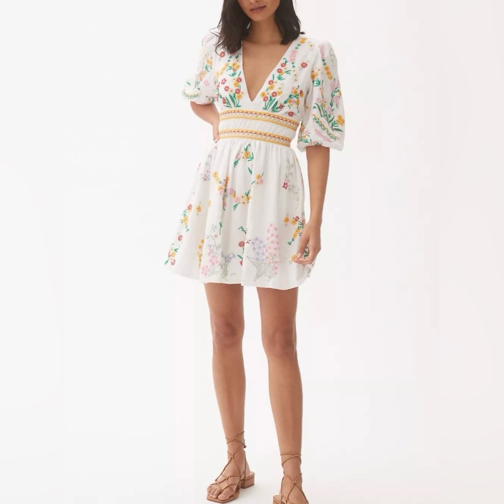 Deep V Floral Mini Dress